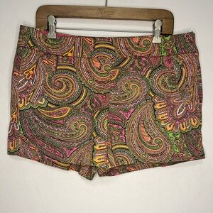 J Crew Boho Retro Hippie Paisley Patterned Women's Chino Shorts Size 12